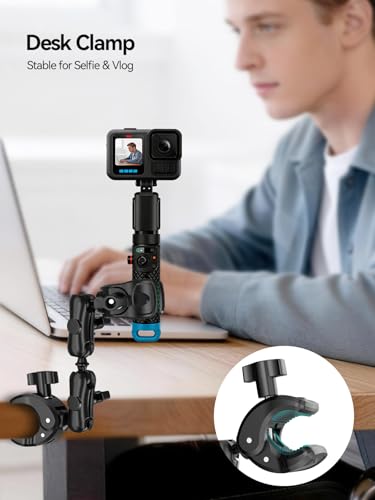 MAGJIEYX Double Clamp Mount, 360°Magic Arm for Umbrella Pole and Chair Monitor Desk Photo Studio Light Stand, Photography Reflector, Strollers, Motorcycle, Flag Holder Moun（11.81in） - size: 11.81in