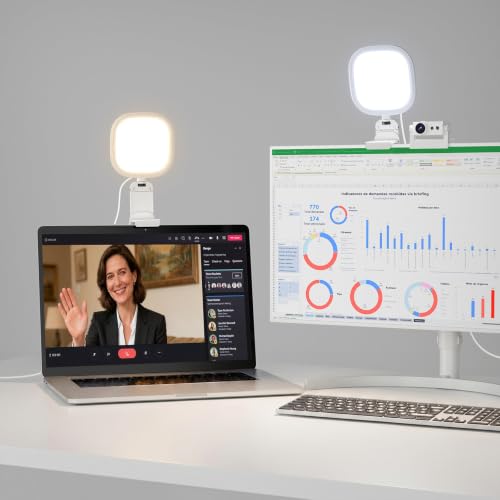 Upgraded Ring Light for Laptop, Monitor & Desk – Eye-Caring Diffused LED Computer Light with Screen-Safe Clip, Adjustable Monitor Mount, CRI 97.8+, 50 Lighting Modes for Zoom, Video Calls & Streaming - color: White 1 Pack