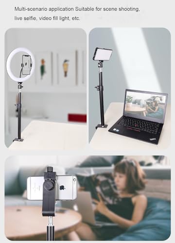 Camera Desk Mount with C Clamp, 18"-23" Adjustable Desktop Light Stands with 1/4" Ball Heads Cold Shoe Adapters, Sturdy Metal Clamp for Webcam, DSLR Camera, Ring Light, Microphone, Max Load 2kg