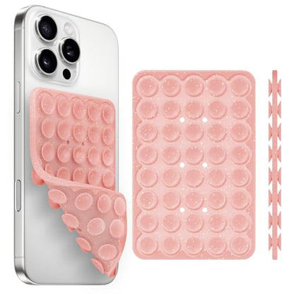 Yojaro Silicone Suction Cup Phone Case Mount Double Sided, Phone Accessories Hands-Free Strong Grip Holder for Selfies and Videos (Reddish Brown Glitter) - color: Reddish Brown Glitter