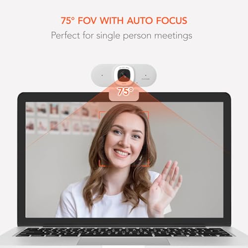 Nuroum V15AFL 2K Webcam with Ring Light for Streaming, Autofocus Webcam for PC w/Noise Cancelling Dual Mics, 1080P 60fps, 75° FOV&Lightweight, USB Web Camera Plug&Play for Zoom/Teams/OBS/Xsplit, white