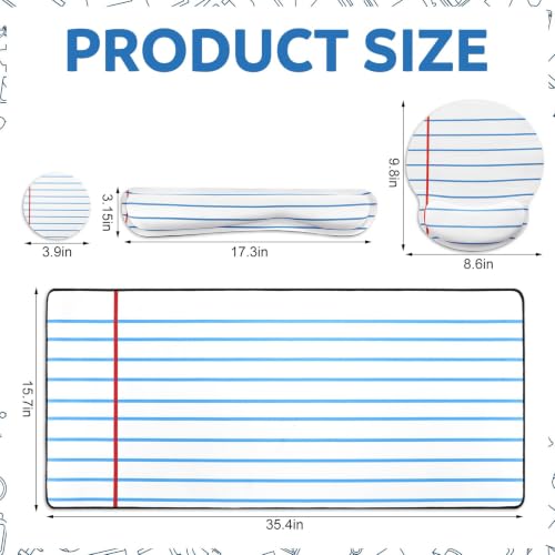 Kingdder Stripes Line Teacher Desk Mat Mouse Pad Set Include Large Desk Mat Pad with Wrist Rest Mouse Support, Keyboard Wrist Rest Coaster Back to School Classroom Teacher Appreciation Gift - style: Line Book