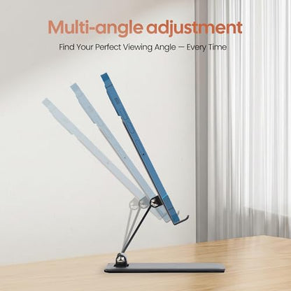 Phone Stand for Desk, Adjustable Aluminium Cell Phone Stand Holder, Foldable Phone Holder for iPhone & Android, Anti-Slip Phone Stand for Video Calls & Recording