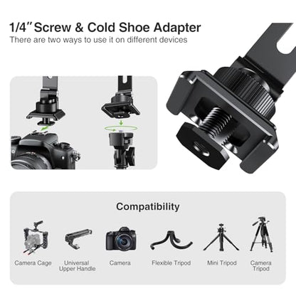 elitehood Magsafe Tripod Mount with Cold Shoe & Arca Port & 1/4" Thread, Aluminum Magnetic iPhone Tripod Mount Adapter for Camera, Adjustable Camera Phone Holder Attachment for iPhone & Smartphone - size: 3.5 inches arm with Arca Cold Shoe Base