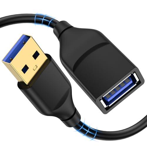 USB Extension Cable 6ft, USB 3.0 Extension Cord, Type A Male to USBA Female 5Gbps High Data Transfer Extender Cable for Keyboard, Printer, Camera, Hard Drive, Headset, Mouse, Xbox, Webcam, Flash Drive - color: Black, size: 6FT