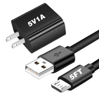 5v 1a power cord 5v-1a adapter micro usb cable 5v1a charger 5v/1a power supply micro usb charger with wall plug 5v 1000ma microusb 5 volt 1 amp 5 watt fo radio/electric toothbrush/PointReading pen/Toy - color: black+micro usb cable