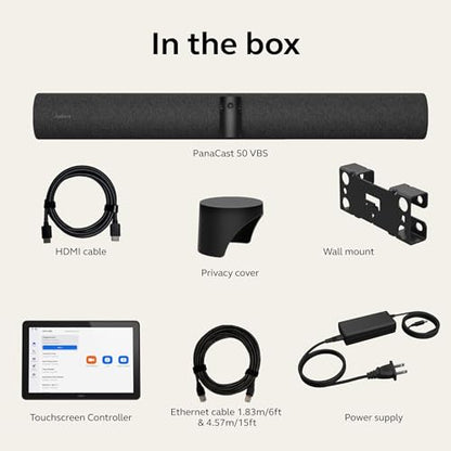 Jabra PanaCast 50 Video Bar System - All-in-one Meeting Room Solution, Audio bar, 180° Full-Room Webcam, Intelligent AI-Enabled Features, and PanaCast Control Touchscreen - Zoom Certified - Black - style: Zoom Certified
