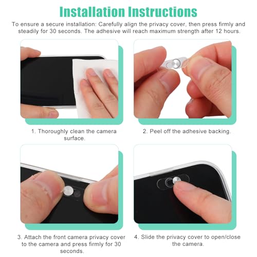 2pcs Single Front Camera Cover for Pixel/Galaxy, Camera Len Privacy Covers Slide Ultra-Thin Webcam Blocker Compatible with Laptop Android Phones Pixel Galaxy, Keeps Your Cell Phone Safe (Silver)