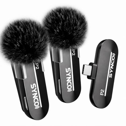 SYNCO 2 Mics Wireless Lavalier Microphone, USB-C Wireless Microphones for iPhone 15, Andriod Phone, P2XT Professional Lapel Mics for Tiktok, YouTube, Streaming, Vlog Video Recording, Type-C Devices - style: 2 Mics for USB-C