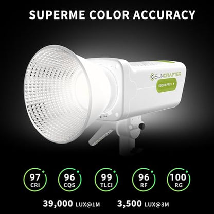 S200BPro 200W COB LED Video Light, 310W Max Bi-Color Light | 2700K-6500K, 39,000 Lux@1m, CRI97+ TLCI99+ for Photography Video YouTube Live Streaming, Smart App Control - size: S200BPro