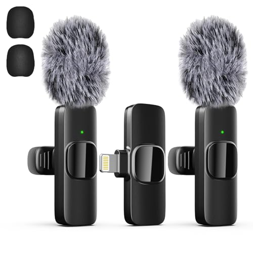 Professional Wireless Lavalier Lapel Microphone for iPhone, Mini Video Recording Mic for Interview Video Podcast Vlog YouTube & Livestream, Noise Reduction, Plug & Play (Lightning Port) - style: Lightning Port