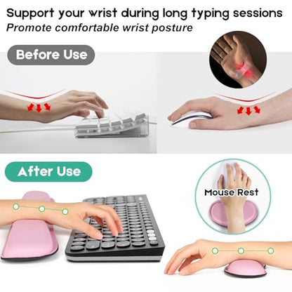 Excel Cheat Sheet Desk Pad Set, 3-Piece XXL Shortcut Mouse Pad with Keyboard and Wrist Rests, Non-Slip Office Mat, 35.5 x 15.8 in, Blush Pink - color: Blush Pink (XXL 3-Piece Set), size: 35.5L x 15.8W inches
