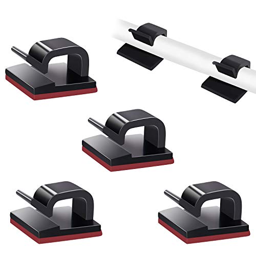 SOULWIT 50 Pcs Self Adhesive Cable Management Clips, Cable Organizers Sticky Wire Clips Cord Holder for TV PC Laptop Ethernet Cable Desktop Home Office (Black) - color: Black
