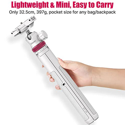 ULANZI MT-44 Extendable Phone Tripod, 59" Selfie Stick Portable Vlog Tripod Stand with 2 in 1 Phone Clip 1/4" Screw, 360° Ball Head Camera Tripod for DJI Pocket Sony Canon Action Fujifilm, White - color: WHITE