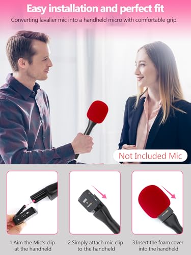 YOUSHARES Handheld Adaptor with Foam Cover, Compatible with Rode and DJI Wireless Microphones for Interviews (Red Foam) - color: Red Foam