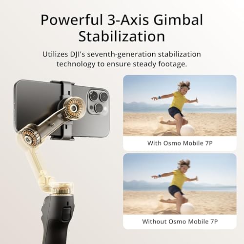 DJI Osmo Mobile 7P + Mic Mini TX (Infinity Black), Gimbal Stabilizer | For iPhone & Android, Native Tracking, Audio Reception, Lighting, 3-Axis Phone Gimbal, Built-in Extension Rod & Tripod