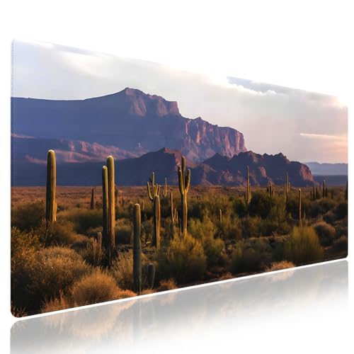 Wknoon. Extra Large Gaming & Office Mouse Pad (31.5" x 11.8") – Saguaro Scenery Arizona Desert Landscape with Cactus Mountain in Spring Wilderness, Premium XXL Desk Mat with Durable Stitched Edges | 31.5" x 11.8", Cactus Mountain in Spring Wilderness, Gam