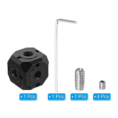 PATIKIL Universal 1/4" 3/8" Screw Hole Tripod Adapter, Magic Cubic Mount Cube Bracket for Microphone Photography Equipment Accessories, Black