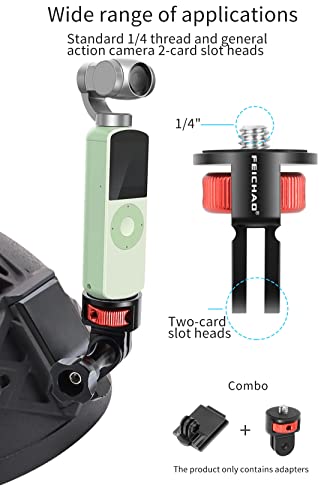 Upgraded Universal Camera Mount Adapter 360 Degree Swivel 1/4" Screw Converter CNC Aluminum Metal Compatible with Gopro Hero 10 9 8 7, Eken, Insta360 One X X2 R Action Camera (Black) - color: Black