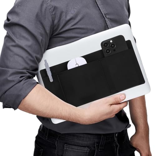 3-Pocket Organizer Mouse Holder for Laptop Stick on External Hard Drive SSD Holder Sleeve Computer Accessories Stick on Pouch Organizer Adhesive Pocket Storage Sleeve for Mouse HDD SSD Cables