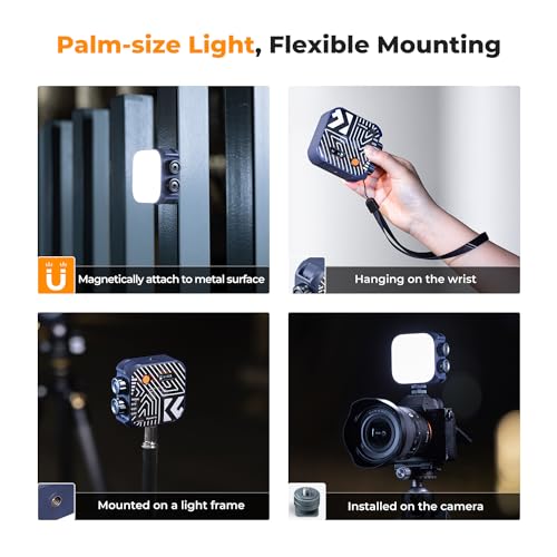 K&F CONCEPT Bi-Color LED Video Light, 2000mAh Rechargeable Portable Camera Lights, CRI 96+, 2500K-9900K, 15 Light Effects, Photography Lighting for Vlogging, Selfie, Blue - color: Blue