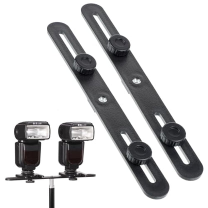 2 Pcs Dual Selfie Light Holder Tripod Mount Stand 10 '' Flash Bracket Dual Camera Mount Extension Bar 1/4 Screw Tripod Mounts Straight Flash Brackets for DSLR Camera LED Light Video Microphone