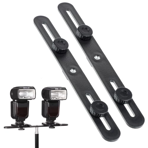 2 Pcs Dual Selfie Light Holder Tripod Mount Stand 10 '' Flash Bracket Dual Camera Mount Extension Bar 1/4 Screw Tripod Mounts Straight Flash Brackets for DSLR Camera LED Light Video Microphone
