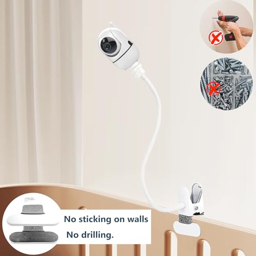 Baby Monitor Mount Holder for HelloBaby HB6550/HB65/HB6550pro/HB66/HB248/HB40/HB6339/HB6351, Momcozy BM01/BM03/BM04, Blemil BL9064-2/BL9052, ANMEATE SM935E/SM650,nooie IPC100, 16" Clip Mount - color: Silver