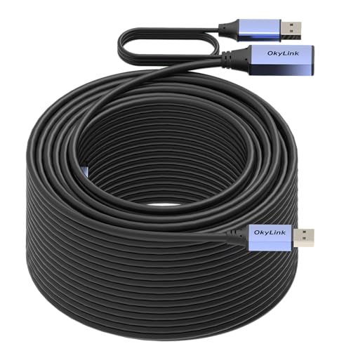 OkyLink Active USB 2.0 Extension Cable A to A, Male to Female 130ft(40M) | 480Mbps Signal booster cord, compatible with printer, mouse, keyboard, scanner, camera - size: 130ft (40m)