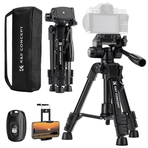 K&F CONCEPT 25" Mini Desk Tripod for Camera Video | Portable Aluminum Tripod for DSLR Cameras Phone, Lightweight Video Tripod for Travel. with Remote Max load 8.8 lbs. Black