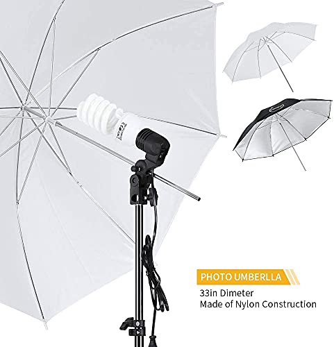ShowMaven Photography Lighting, 6.5ft x 10ft Backdrop Stand and Umbrellas Continuous Lighting Kit for Photo Studio Product, Portrait and Video Shoot Photography