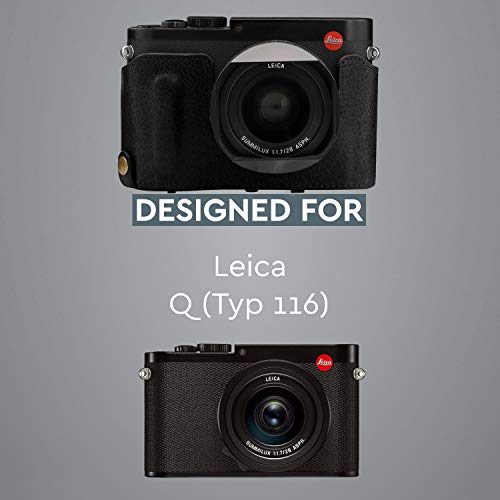 Mega Gear MG1402 Leica Q-P, Q (Typ 116) Ever Ready Genuine Leather Camera Case and Strap, with Battery Access, Black - color: Black