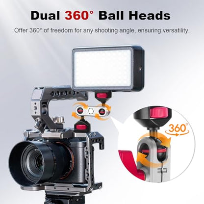 cametv Camera Magic Arm with Dual Ball Head & 1/4" Screws, Aluminum Magic Arm Camera Mount 360° Rotation for Monitor/LED Light/Microphone/Cage/Tripod (64005) - style: Double Head