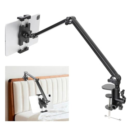 iPad Desk Mount, Adjustable Foldable Tablet Aluminum Arm, 360° Rotation, Tablet Stand Holder for Bed, Fits 4.7"-15" iPad Pro/Air/Mini, Phones, Galaxy Tab, Portable Monitor - size: N6