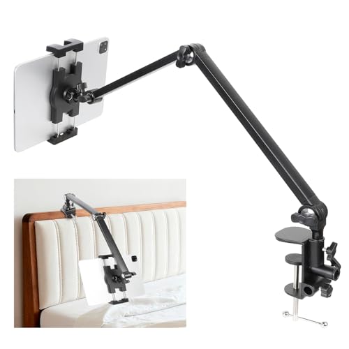 iPad Desk Mount, Adjustable Foldable Tablet Aluminum Arm, 360° Rotation, Tablet Stand Holder for Bed, Fits 4.7"-15" iPad Pro/Air/Mini, Phones, Galaxy Tab, Portable Monitor - size: N6