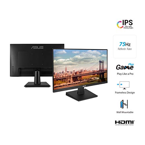 ASUS 24 Inch Desktop Monitor - 75Hz, Full HD (1920x1080), IPS, Frameless, Adaptive-Sync, Eye Care, HDMI, D-Sub DVI-D - VA24EHE - style: 75hz Frameless