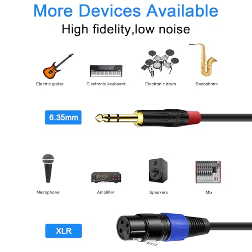 2Pack 6.35mm Dual TRS to XLR Female Cable for Microphone, Mixer, Amplifier, 1.5 FT, Dual 1/4 Male to XLR Audio Cable, Y Splitter Patch Cord, 3-PinXLR to Dual 1/4 TRS Male Converter Adapter Cable - size: 1.5Ft, 2Pack, style: Dual 1/4 to XLR Female