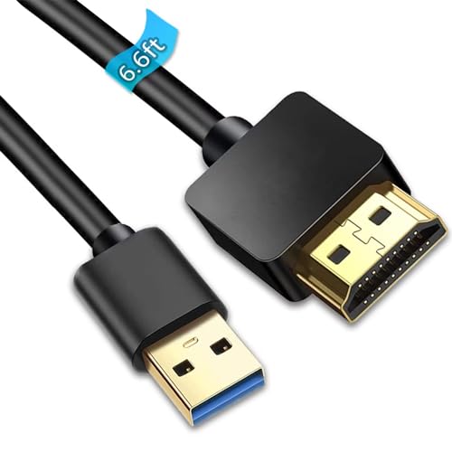 AKWOR 6.6FT USB to HDMI Adapter Cable, USB to HDMI Male 1080P HD Monitor Display Audio Video Converter Cable Cord Compatible with Windows - size: 2M
