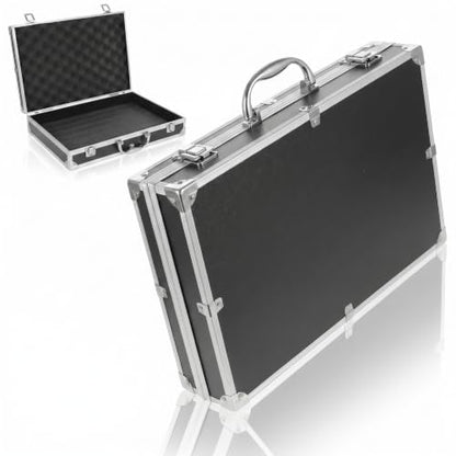 SUPVOX Hard Briefcase Metal Briefcase Black, Locking Aluminum Case with Wave Foam Insert, Protective Carrying Case for Sensitive Instruments, Cameras and Valuables - color: Black
