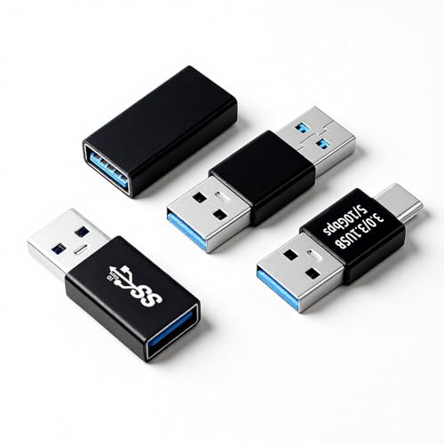 USB to USB Adapter 4 Kinds of USB3.0 adapters kit USB3.0 Female to Female and Male-Male and Females-Males 10Gbps USB-3.1 Type A-Type A for Laptop USB-3.0 Hub Monitor Camera