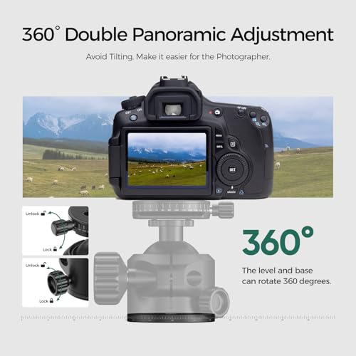 FANAUE Low Profile Camera Tripod Ball Head Mount, 55mm Tripod BallHead with 360° Swivel & 90° Tilt Panoramic Compatible with Arca, (XB-55T)