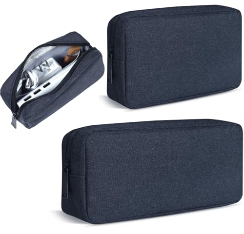 CAAORDKSO Electronic Organizer Accessory Pouch, Travel Electronic Accessories Storage Case Cable Organizer Bag for MacBook Charger, Power Bank, Hard Drive, Cords, Laptop Mouse (Small+Big, Navy Blue) - color: Navy Blue (Small+Big)