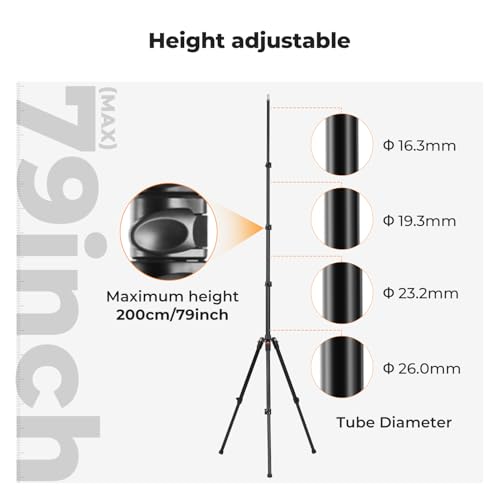 K&F CONCEPT Extendable Photography Stand, Adjustable 6.56ft/78.7"/2M Aluminum Tripod with 1/4" Screw,Reversible Portable Studio Lighting Tripod for Strobe Light/Webcams/Cameras with Bag(2-Pack)