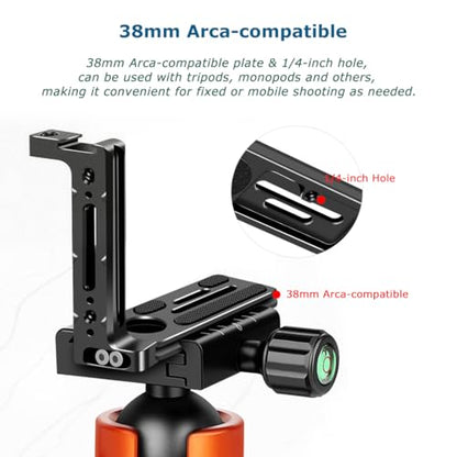 Camera L Bracket for Phone Mount,Camera Side Phone Holder with NATO Handle Rail Phone Rail 38mm Arca Style for Nikon Canon Sony SLR DSLR Camera Live/Vlog Accessories