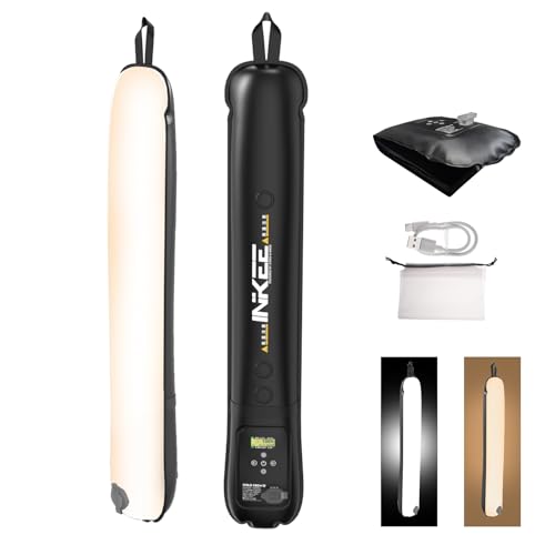 2PCS INKEE GC12 BI-Color Handheld LED Light,CRI 95+,12W 2700K-6500K Inflatable Portable Photography Light with 18.5W Lithium Battery for Outdoor Photography, Video Recording