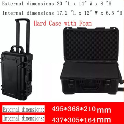 20" L x 13" W x 8" H Large Hard Case with Foam, Portable Rolling Hard Case with Wheels, Waterproof Shockproof Dustproof, Suitable for Cameras, Lenses, Camcorder, Instrument, Telescopes - size: 20 Inch