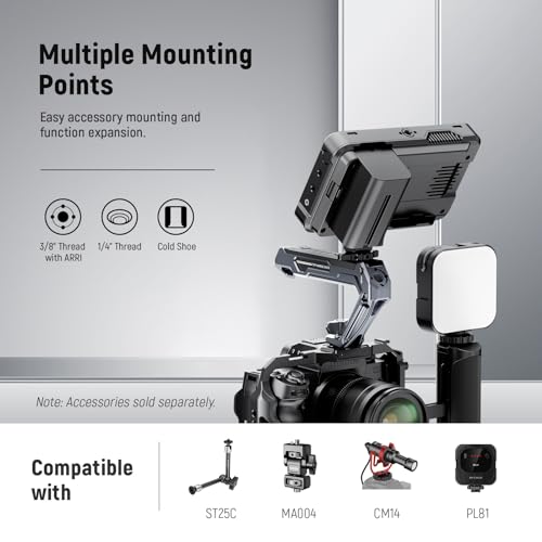 NEEWER All Metal Stylish Camera Top Handle with 3/8" Screw and Locating Pins, 1/4" &3/8" Threads, Cold Shoes, Anti Off Lock, Compatible with SmallRig Camera Cage Video Rig Stabilizer, CA078 - style: CA078