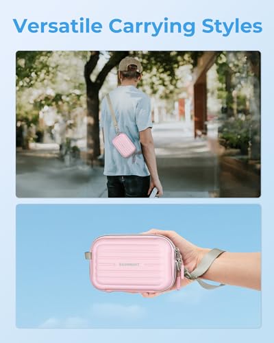 BAGSMART Digital Camera Case, Small Camera Bag with 2 Carrying Ways, Pink | Lightweight Camera Sling Bag for Canon Powershnot ELPH 180/190/Sony DSCW800/DSCW830, Waterproof & Protective - color: Baby Pink