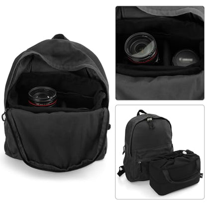 Koolertron Shockproof Camera Photo Bag for SLR TLR Camera Insert Partition Padded Case,Can be Put Directly Into the SLR Camera Bag With Freely Adjustable Compartment - color: Black with Straps