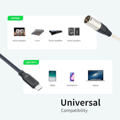 USB C to XLR Cable, Smartphone/Laptop to XLR Male Output Cable for Amplifier, Speaker, Mixer Console, etc 3.3 FT - color: 1M/3.3FT